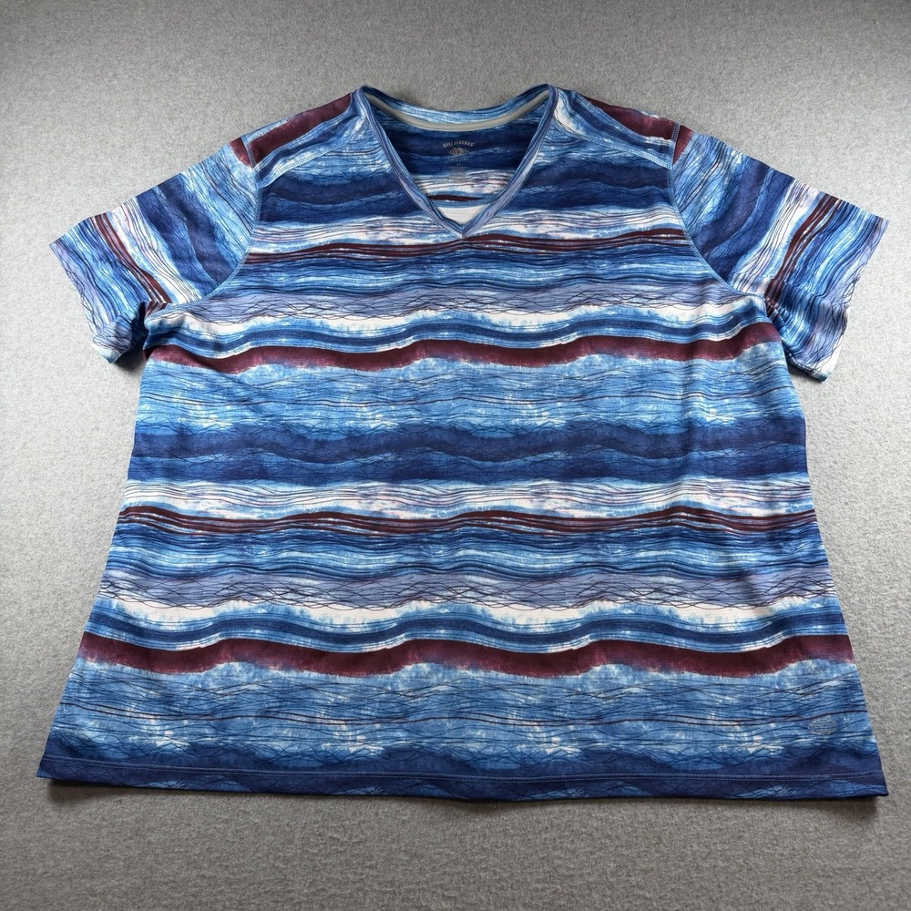 Reel Legends Freeline Women 3X Top V Neck Short Sleeve Blue Wave Sun Protection